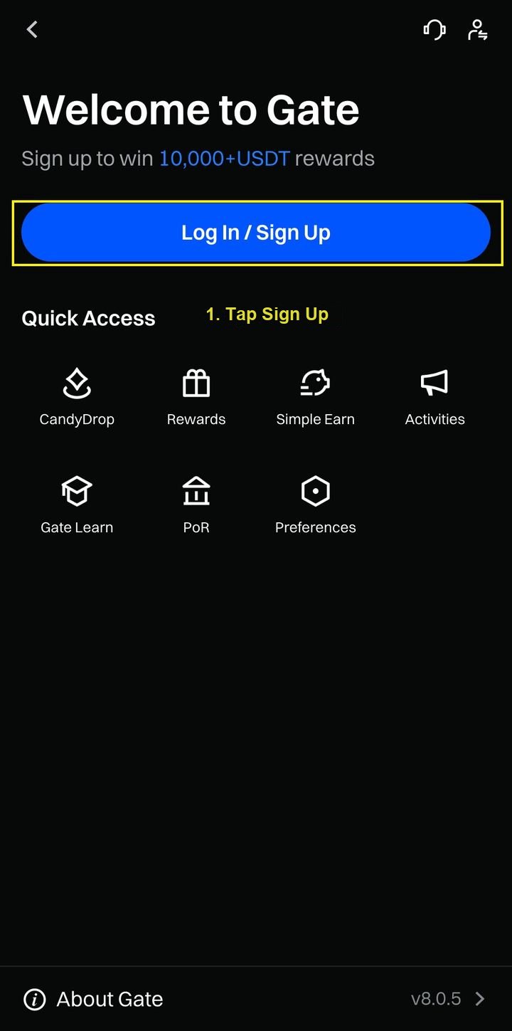 Gate.io Sign Up - Click Sign Up