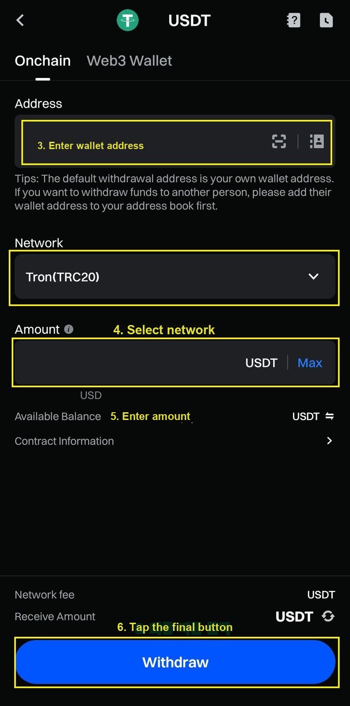 Gate.io - Address/Network/Amount