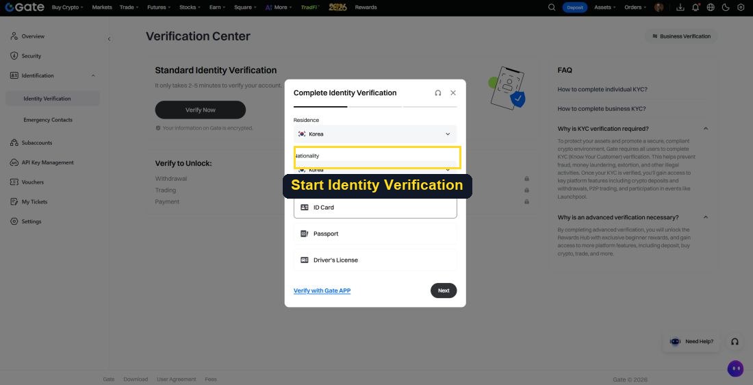 Start Identity Verification
