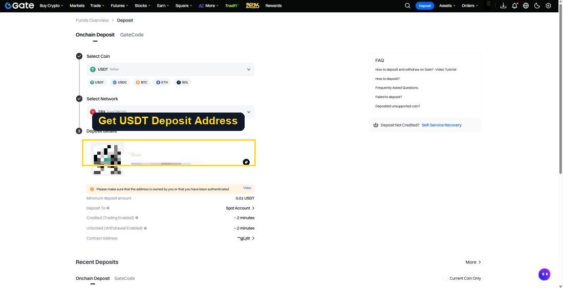 Get USDT Deposit Address